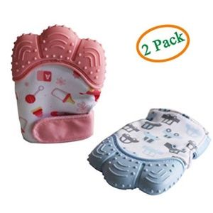 Baby Teething Mittens 1 Blue and 1 Pink